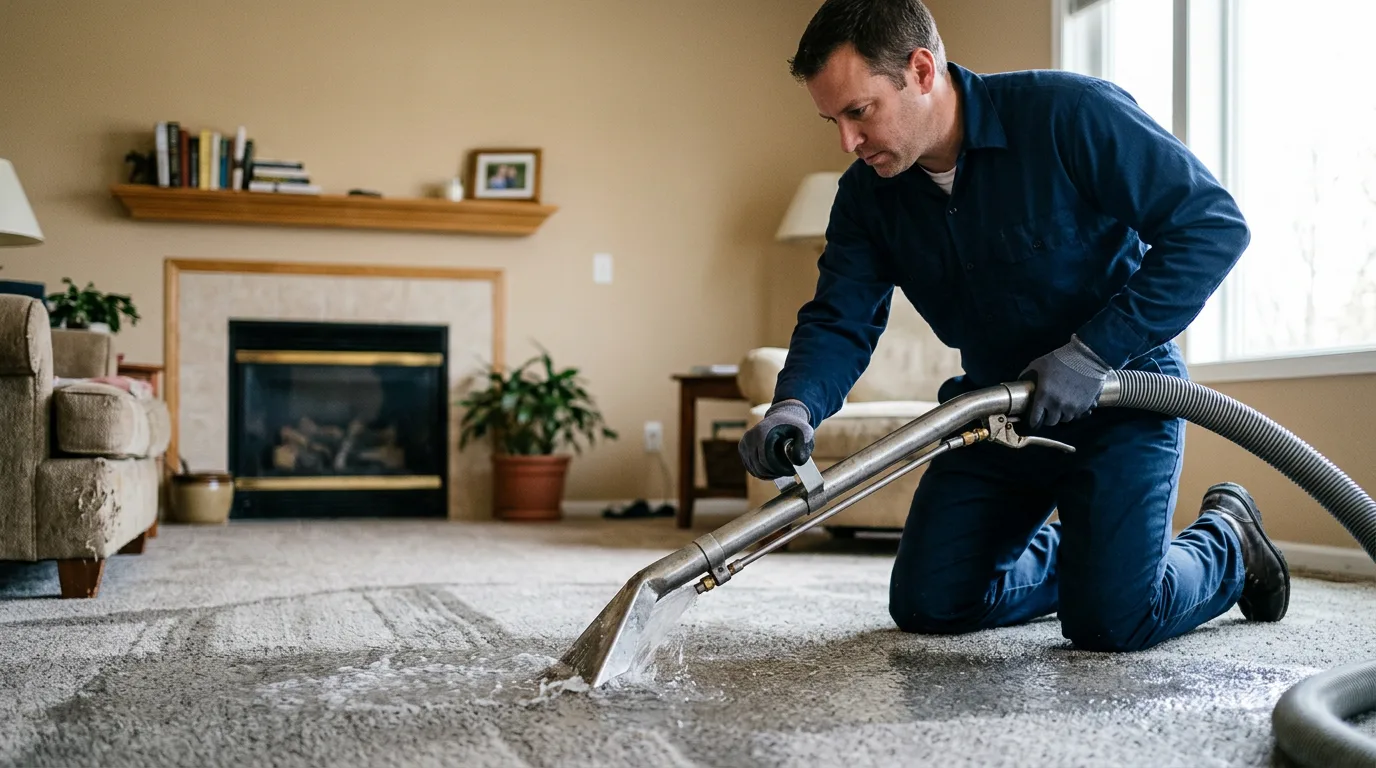 Water damage restoration technician working near Georgetown, MD